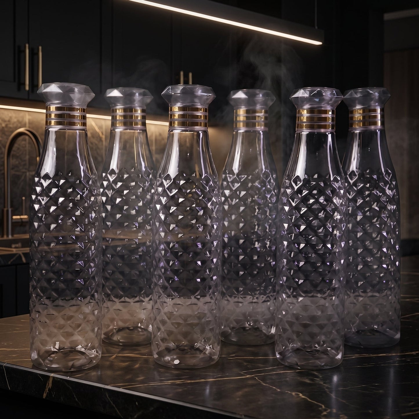 Premium Designer Transparent Water Bottle Set (6 Pc Set, 1000 ML Approx)