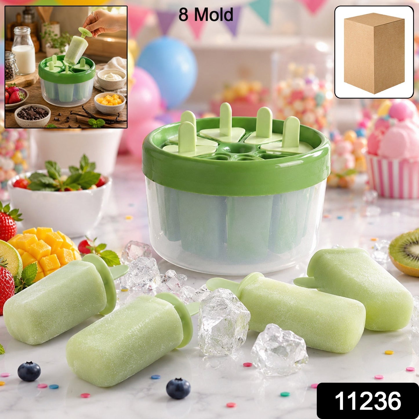 Plastic Ice Candy Popsicle Maker (8 Mold / 1 Set)
