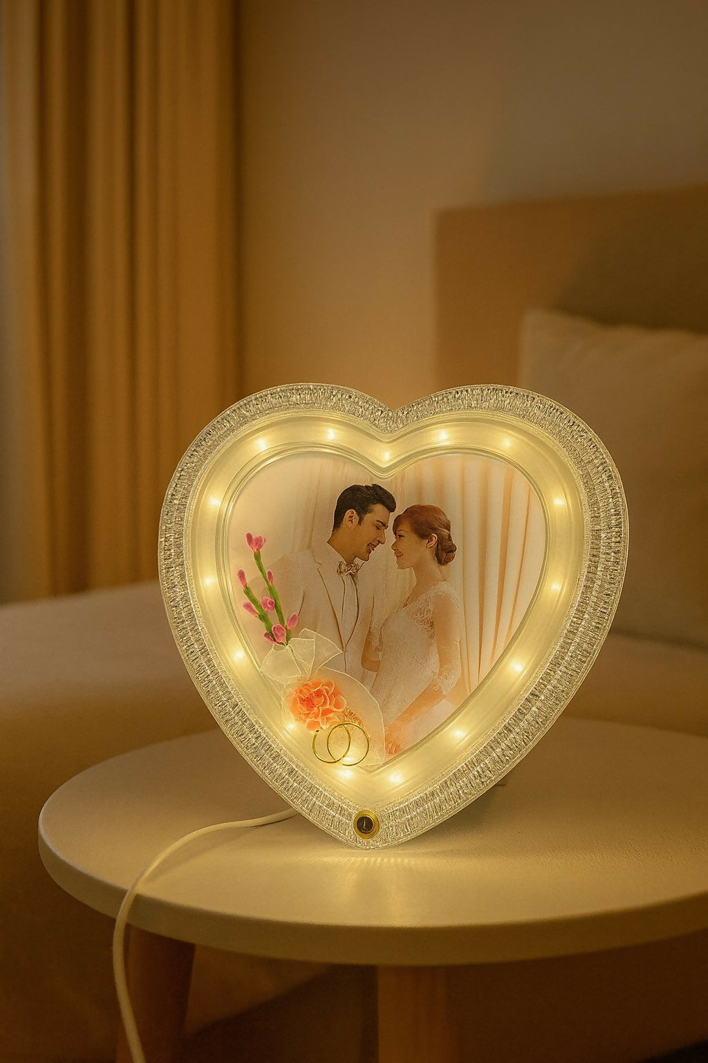 Heart Shape LED Wedding Photo Frame Lamp with Customized Picture