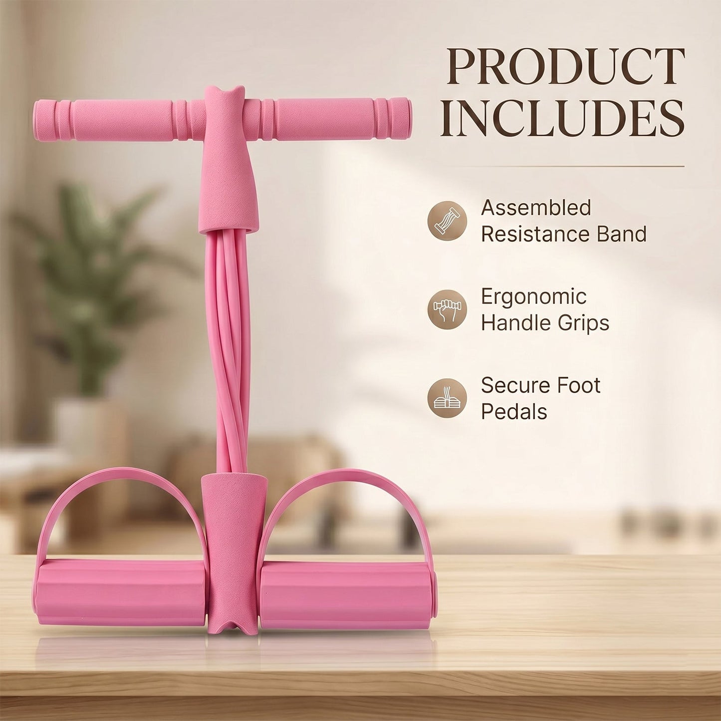 Portable Pull Rope Resistance Exerciser with Foot Pedal Support (1 Pc)