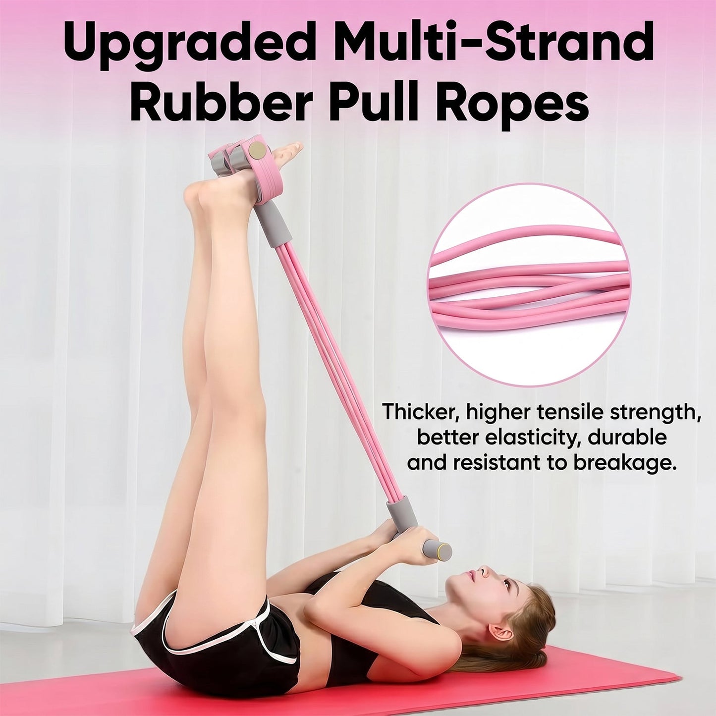 Portable Pull Rope Resistance Exerciser with Foot Pedal Support (1 Pc)