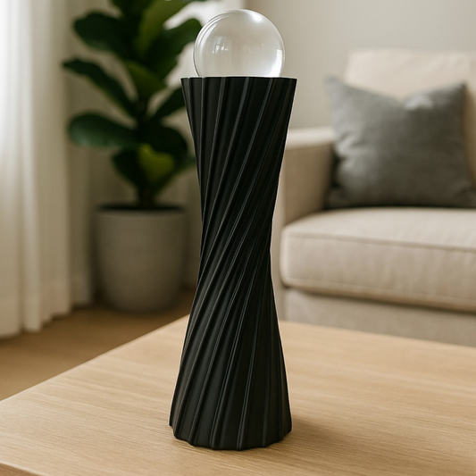 Modern Black Twisted Decorative Showpiece with Glass Ball â€“ Elegant Abstract Home Decor Accent for Living Room, Office & Bedroom | Premium Resin Art Sculpture for Table & Shelf Decoration