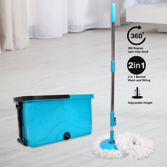 Quick Spin Mop â€“ Plastic Floor Cleaner with Big Bucket & Easy Wheels