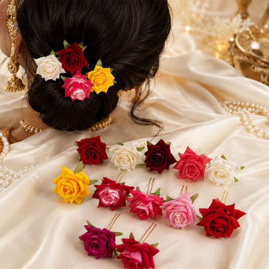 Colourful Flowing Flower Hair Pin (12 Pcs Set / Mix Color), Hair accessories