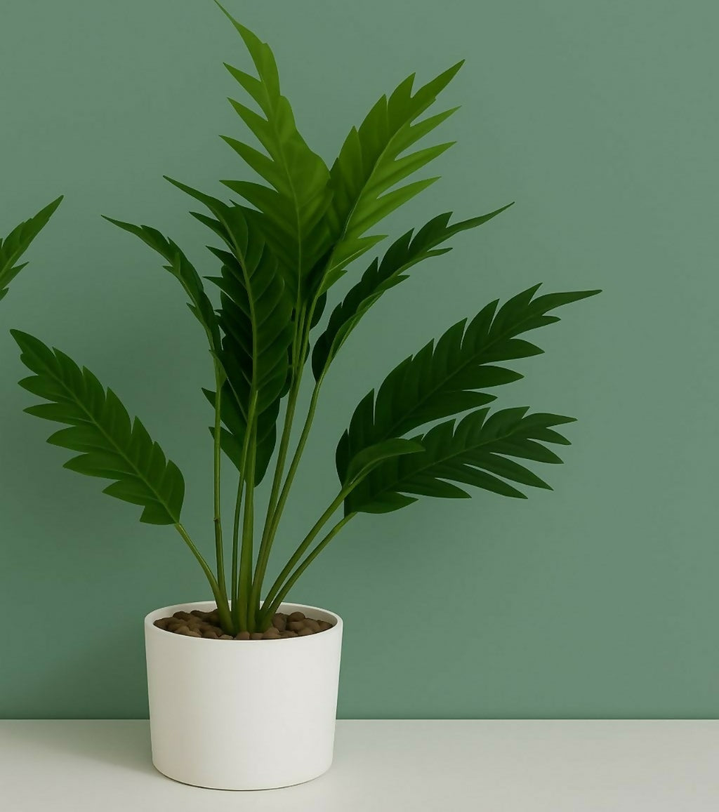 Artificial Palm Leaf Plant with Pot for Home & Office Table DÃ©cor