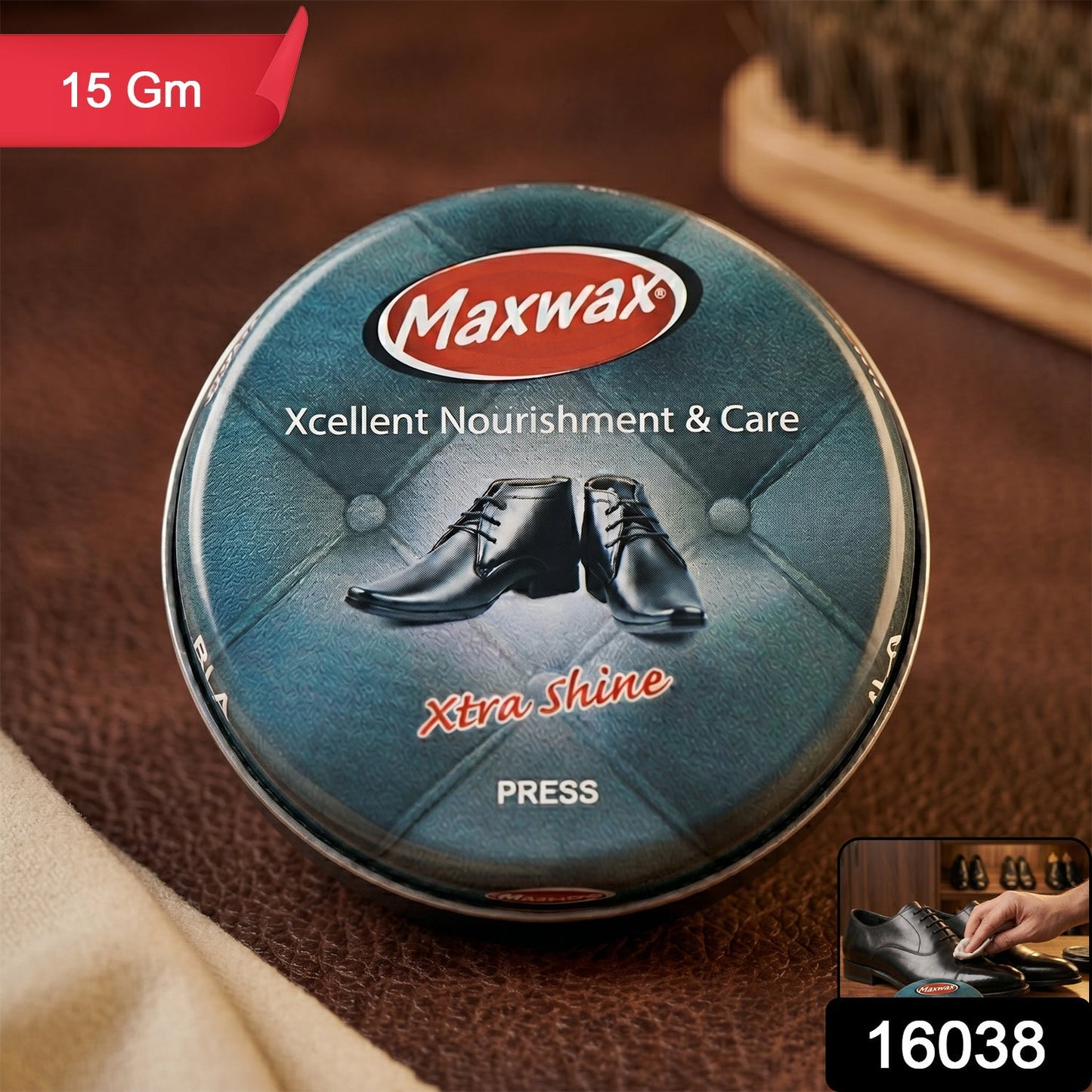 Maxwax Black Shoe Polish Cream (1 Pc, 15 Gm)