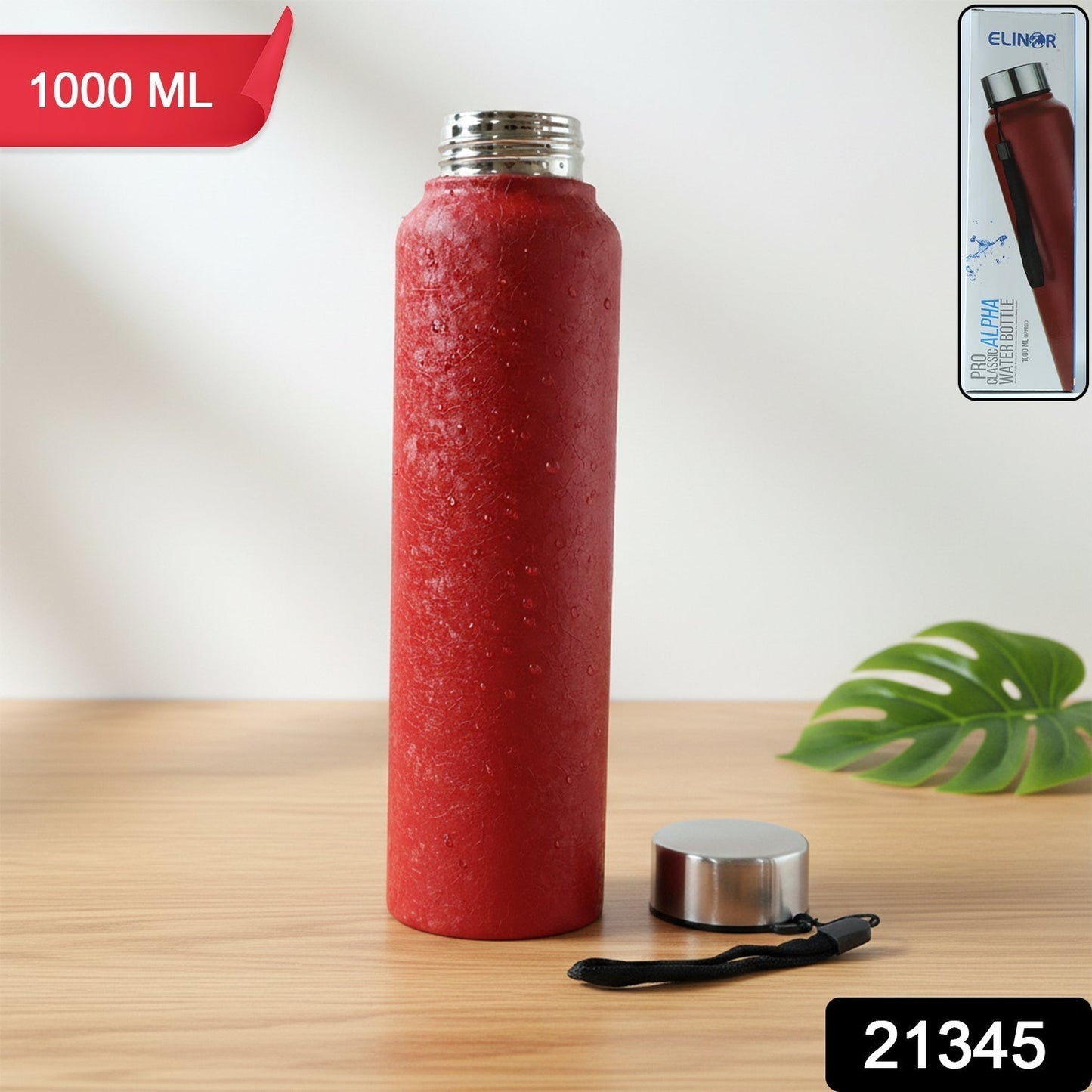 Red Alpha Pro Classic Stainless Steel Water Bottle 1000 ML ,Red Color