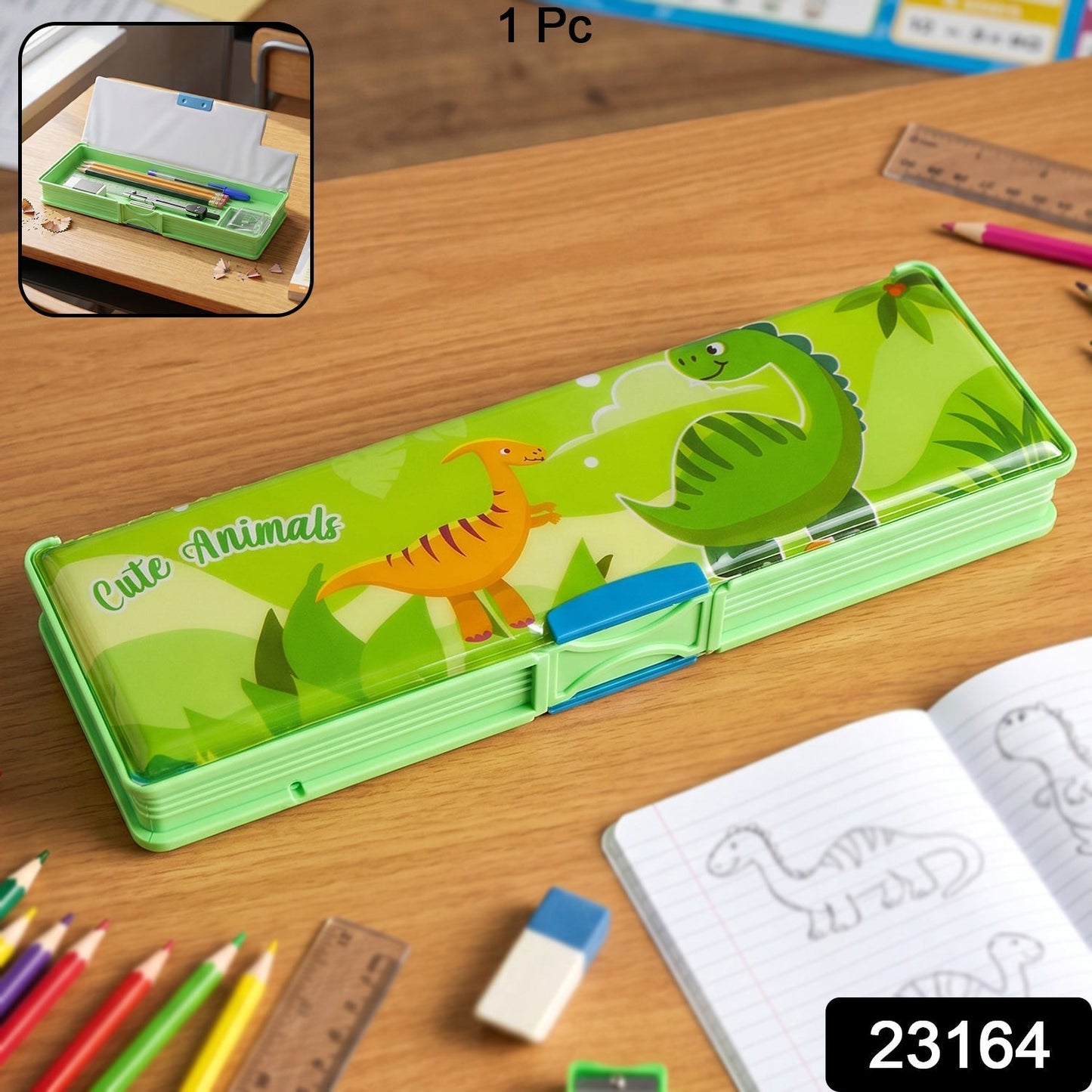 Cute Animal-Themed Kids Pencil Compass with Secure Lid (1 Pc)