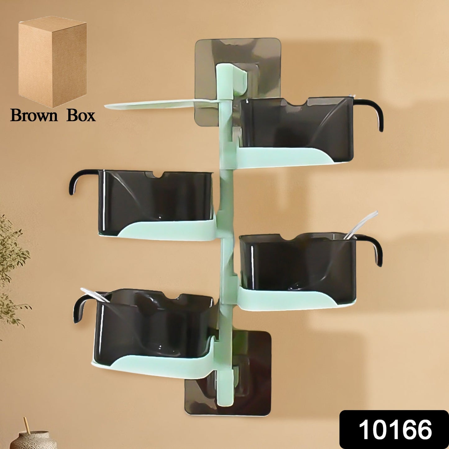 Rotating Spice Jars Vertical Rotatable Seasoning Box 4 Section / Tier With 4 Spoon (1 Set)
