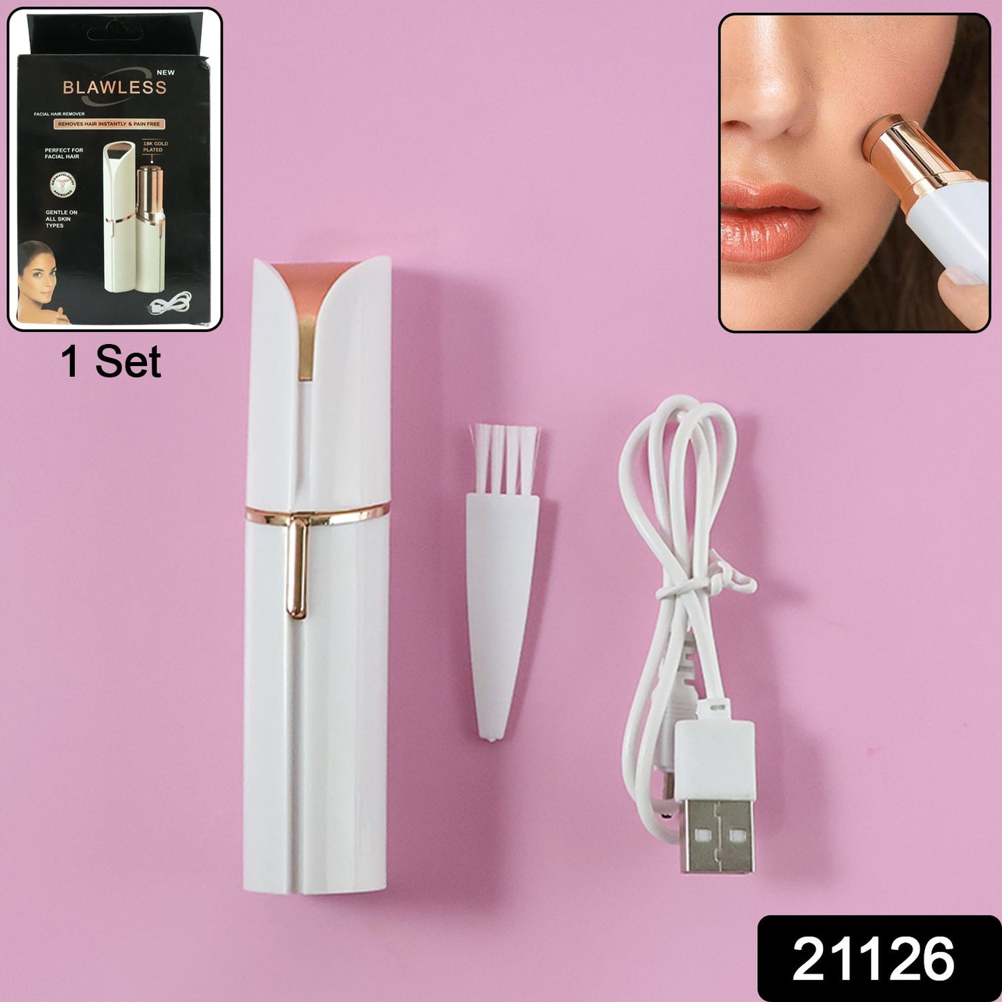 Rechargeable Facial Hair Remover Set for Women  – 1 Set