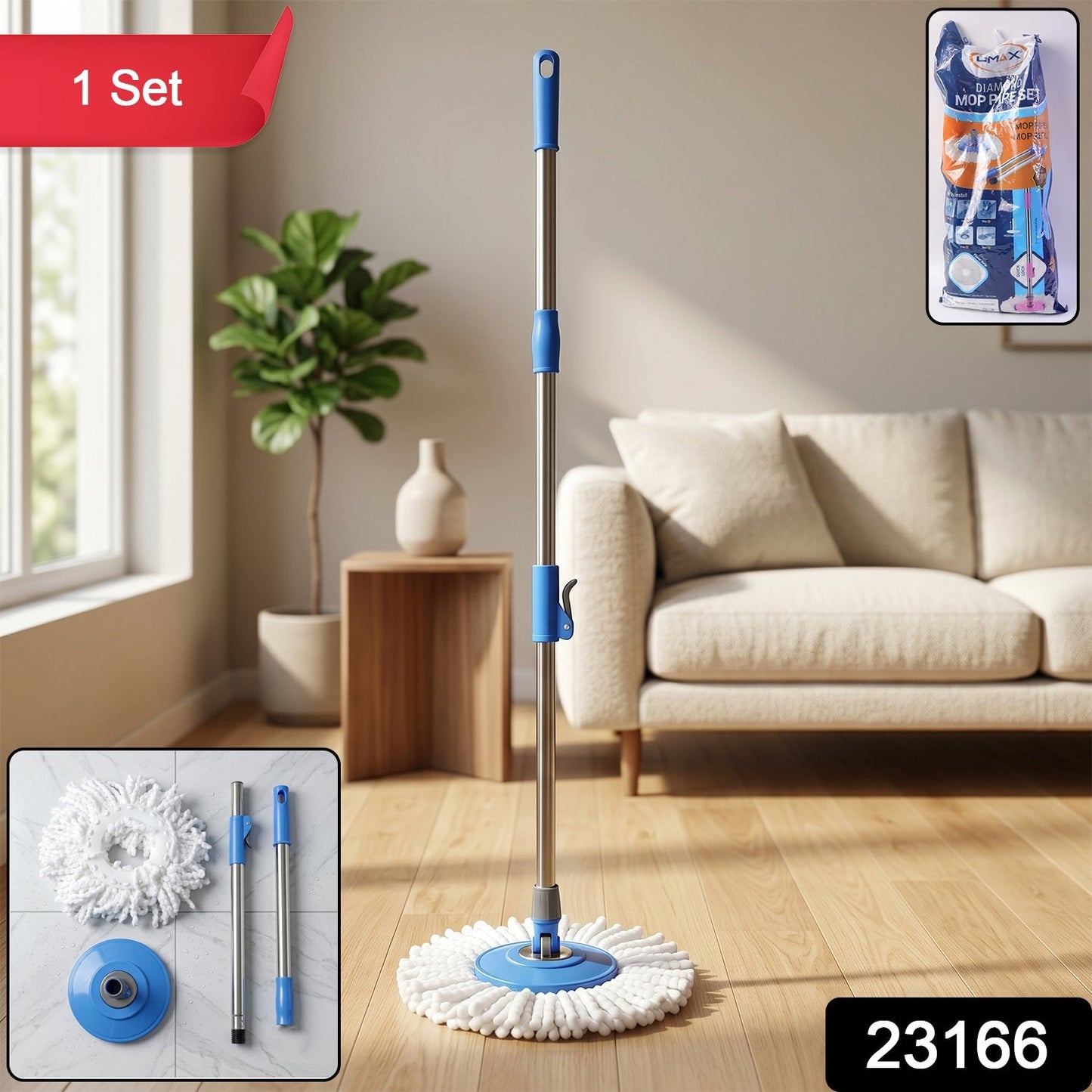 Best 360 Rotate Stainless Steel Handle Spin Mop Set for Floor
