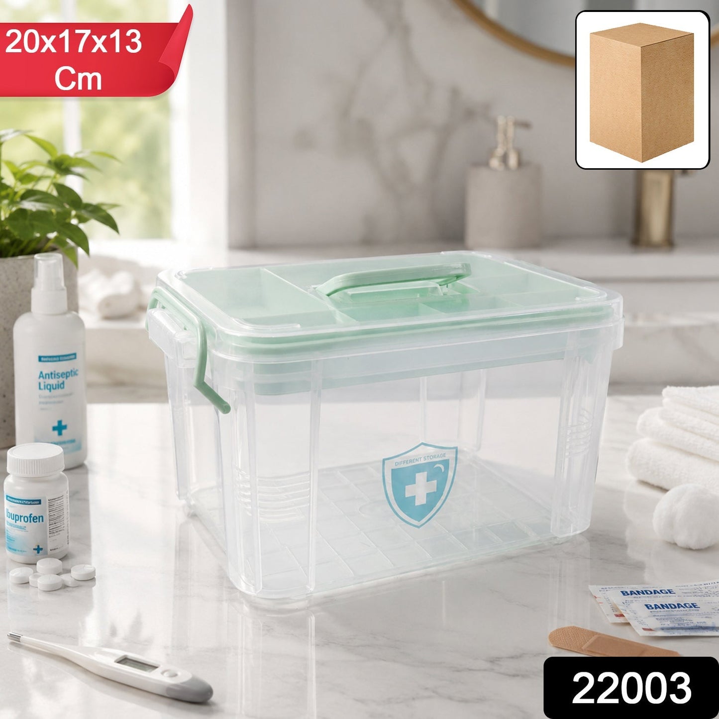 Plastic Medicine Storage Box With Lid for First Aid, Tablet & Healthcare Organizer (1 Pc)