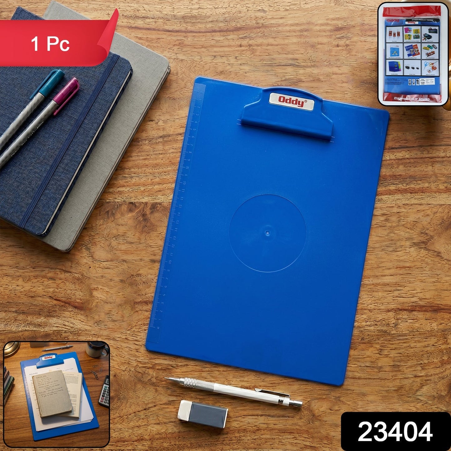 Oddy Plastic Clip Board 1 Pc Blue, A4 Size with Secure Grip