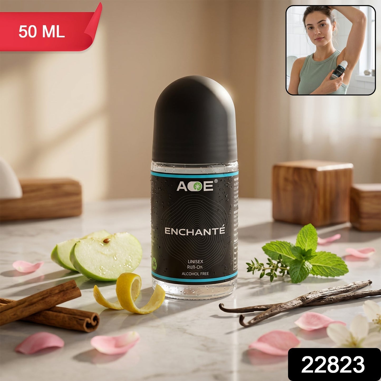 AOE Premium Long Lasting Unisex Roll-On Deodorant Body Fragrance (1 Pc, 50 ML / Blue)