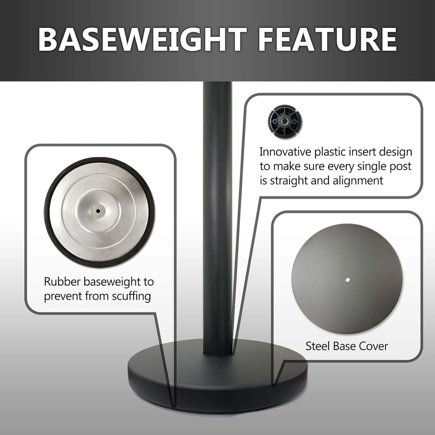 Heavy Duty Retractable Belt Crowd Control Pole with Sturdy Base â€“ 1 Pc