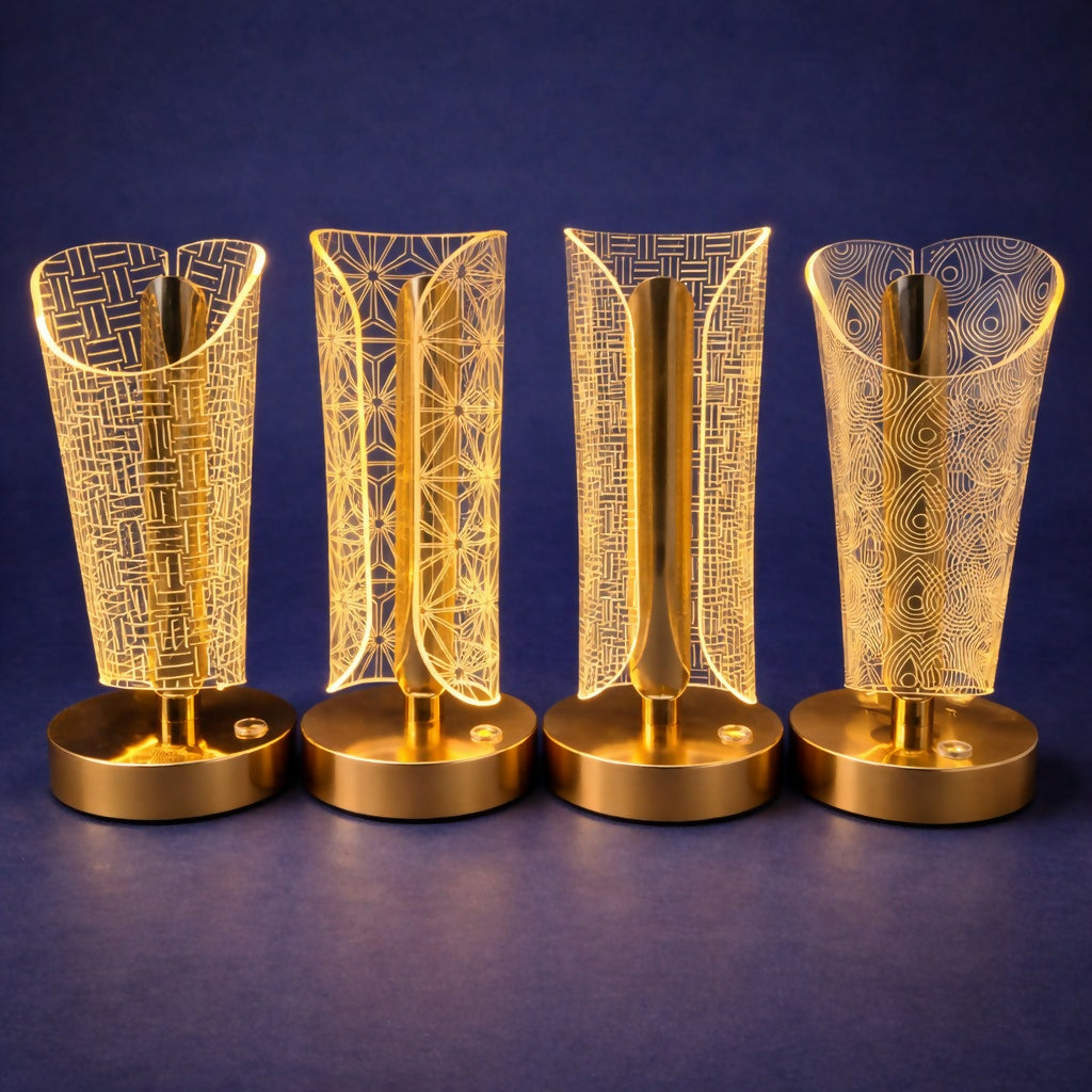 Decorative LED Table Lamp with Pattern Shade Warm Light (Design may vary)