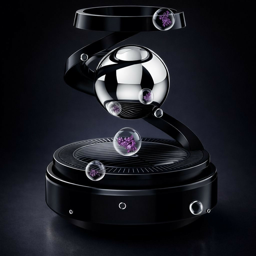 Black Solar Magnetic Levitation Rotating Car Air Freshener Aromatherapy Diffuser