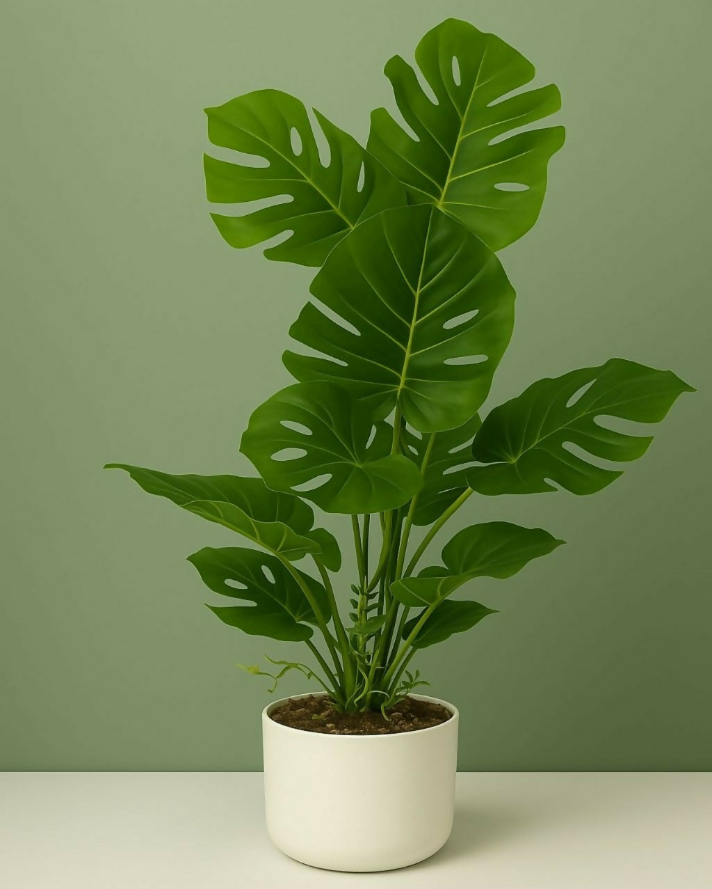 Artificial Monstera Leaf Plant with Pot for Home & Office Table DÃ©cor