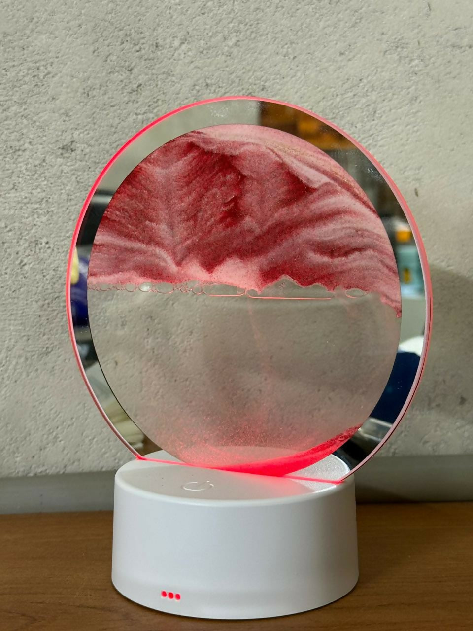 LED Round Static Deep Red Sand Art Lamp | Ambient Decorative Night Light DÃ©cor