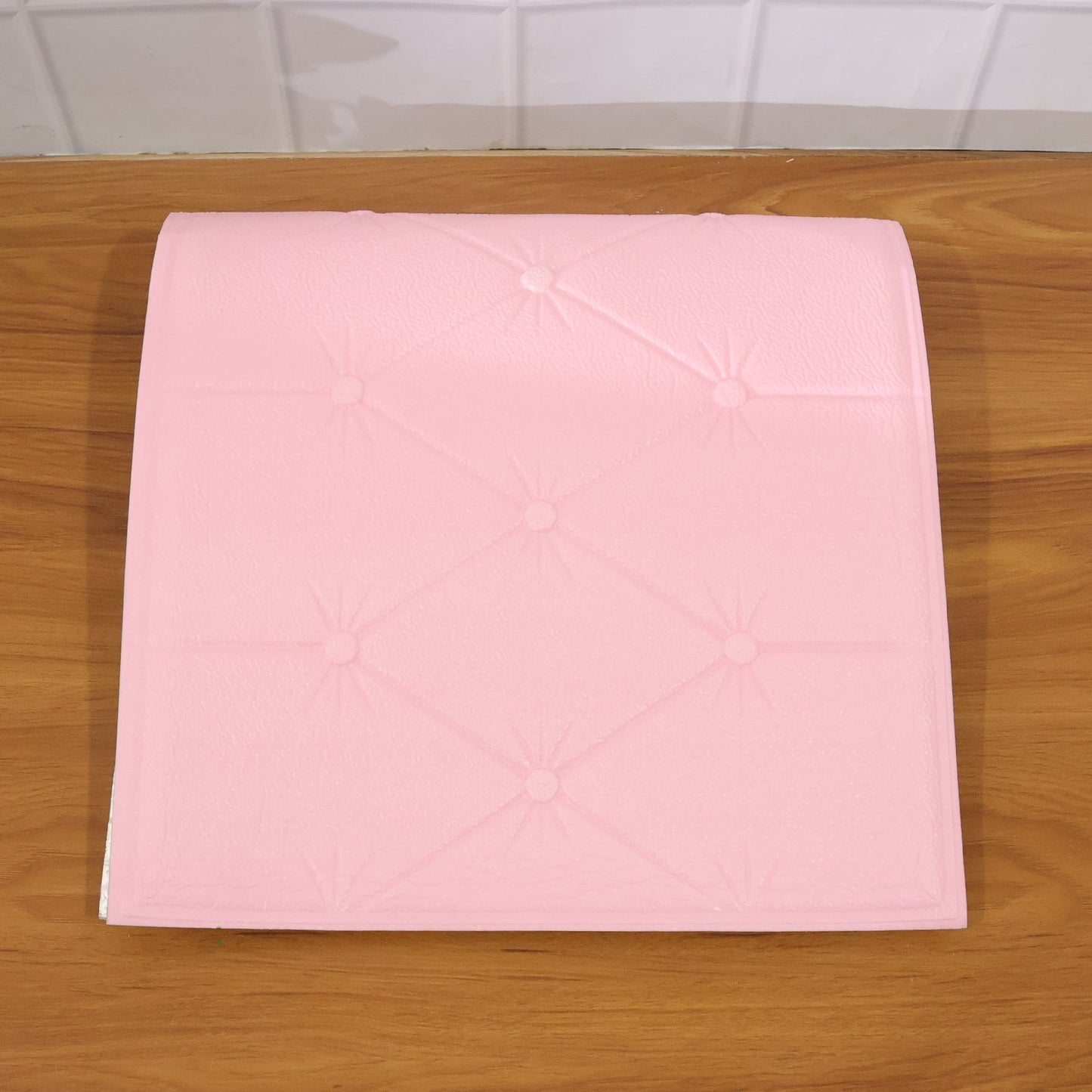 Self Adhesive 3D Foam Wall Panel Cushion Wallpaper (1 Pc, Pink, 69x35 Cm)