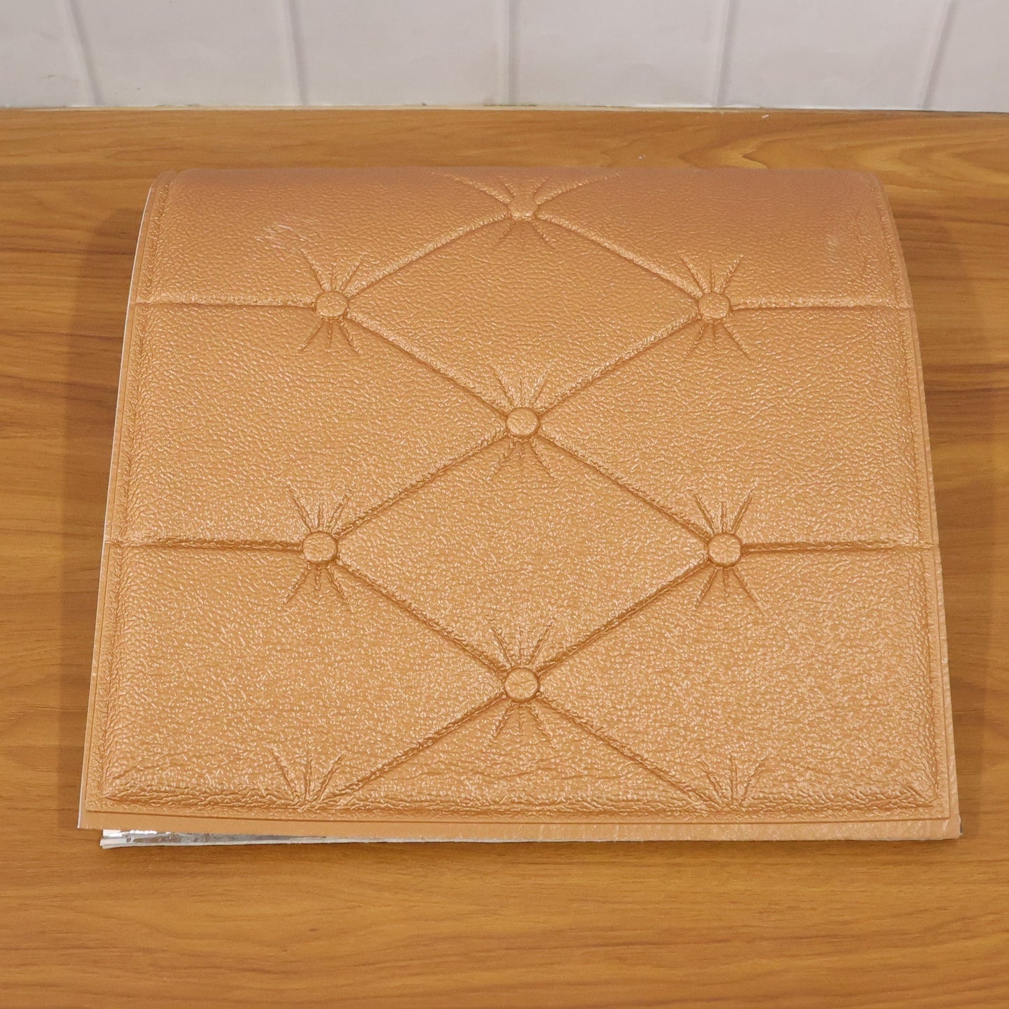 Self Adhesive 3D Foam Wall Panel Cushion Wallpaper (1 Pc, Brown, 69x35 Cm)