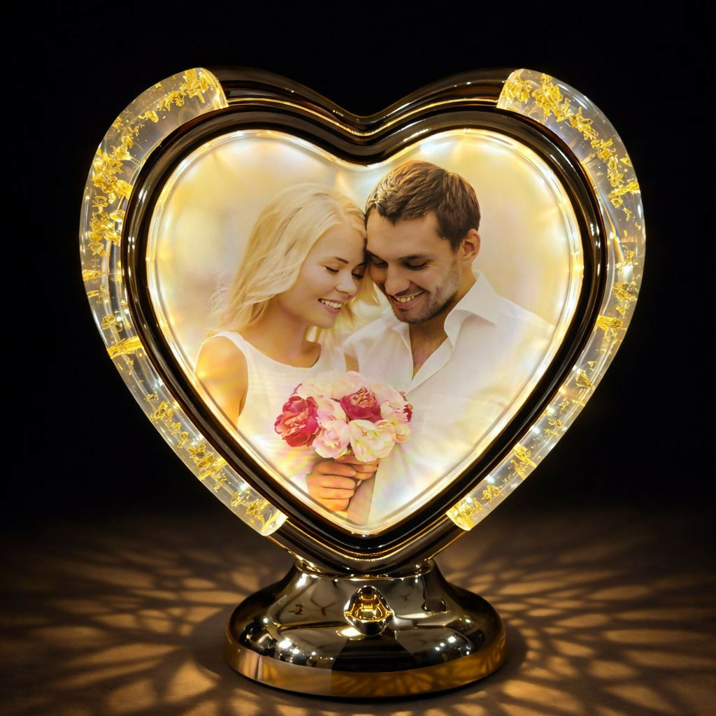 Heart Shape LED Photo Frame Lamp with Warm Light for Home DÃ©cor & Gifts